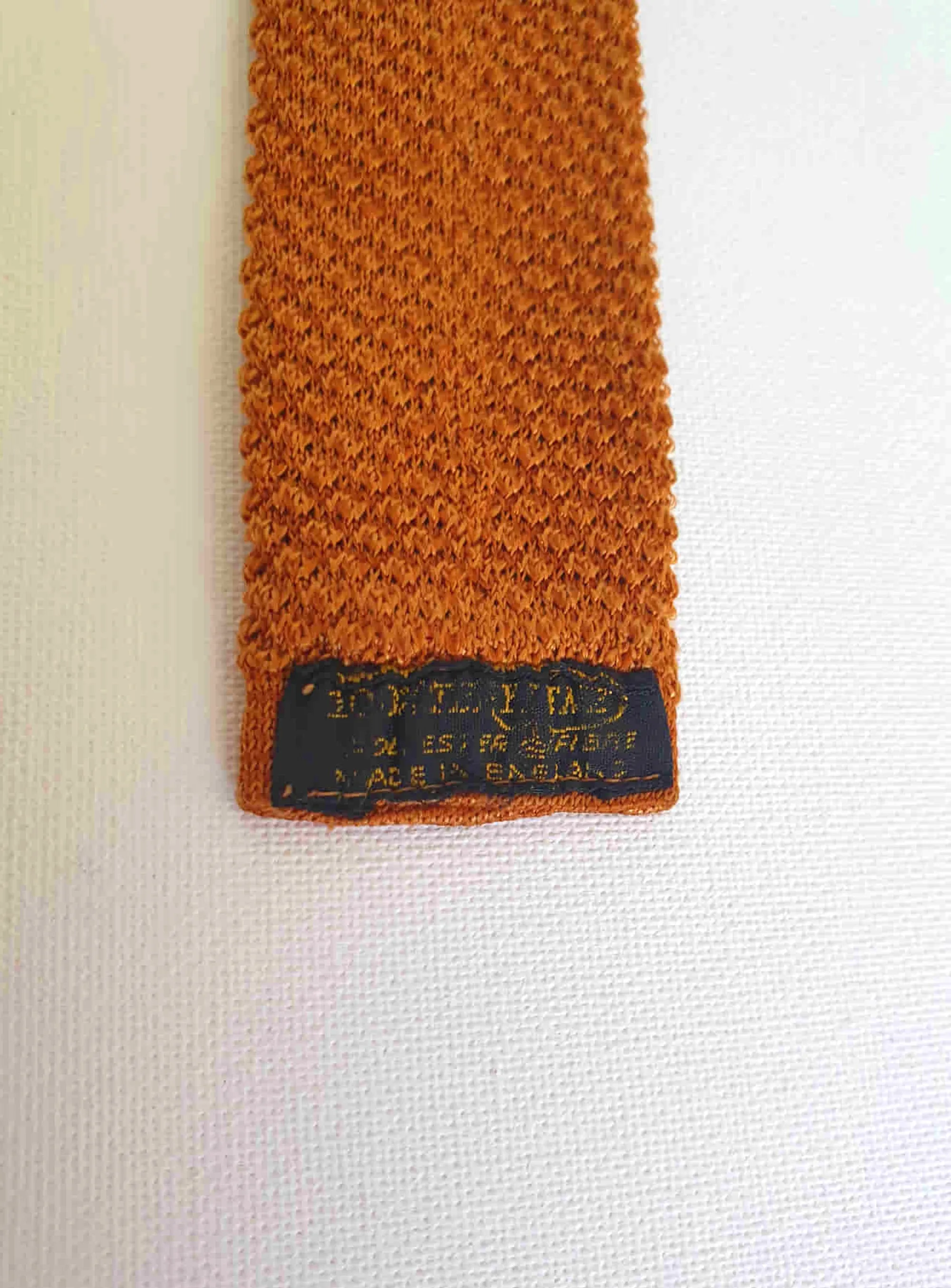 1960s Knitted Tan Tie With Square Blade