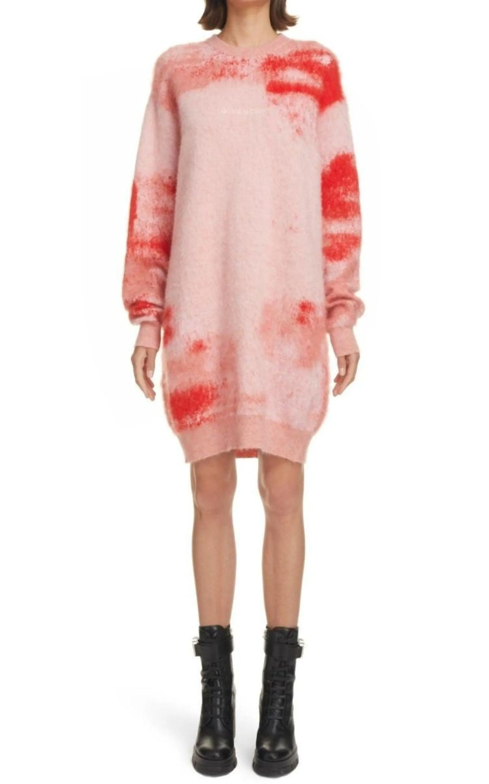 Abstract-Pattern Knitted Sweater Dress