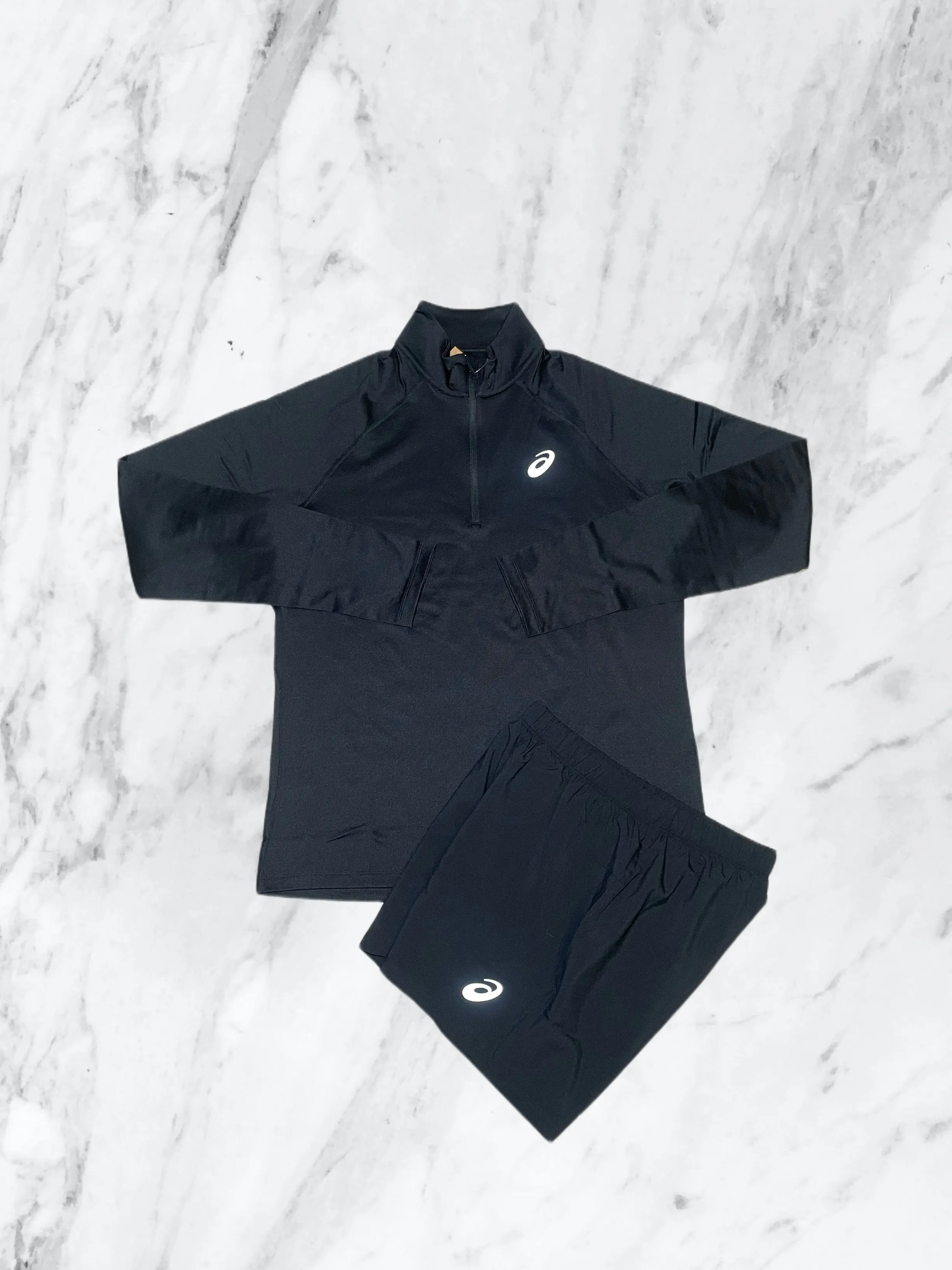 Asics Run 1/2 Zip Set Black/Black