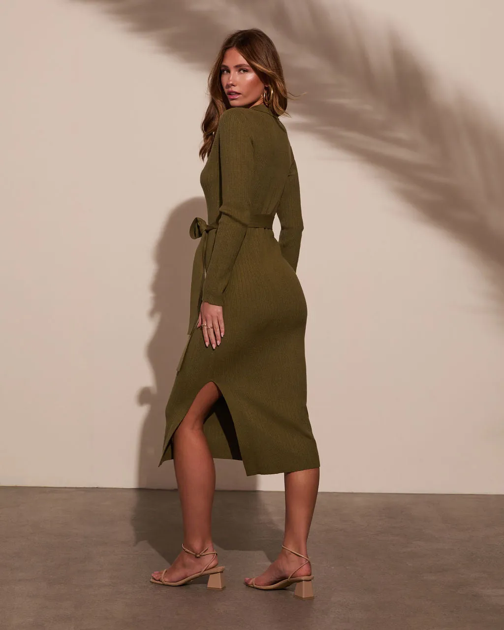 Asmara Tie Waist Midi Sweater Dress