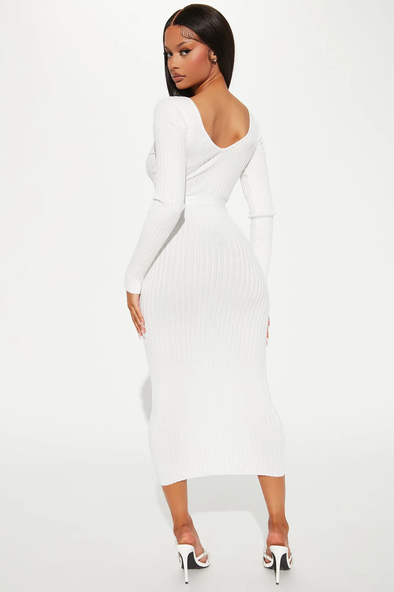 Autumn Calls Sweater Midi Dress - Off White