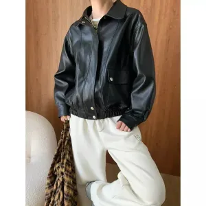 Baggy Oversized Leather Jacket Women