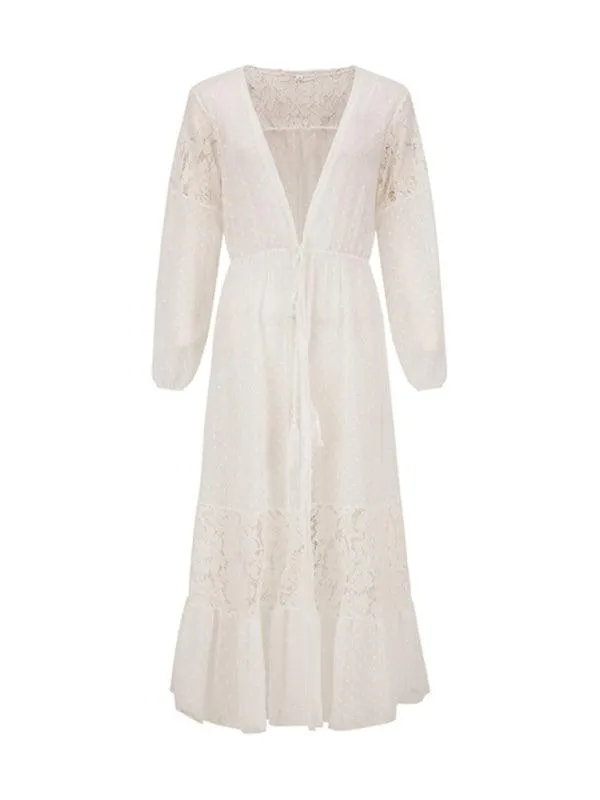 Bohemian Lace Sun Protection Sheer Blouse