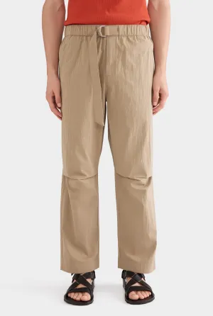 Cotton Nylon Pleated Knee Trouser - Light Khaki