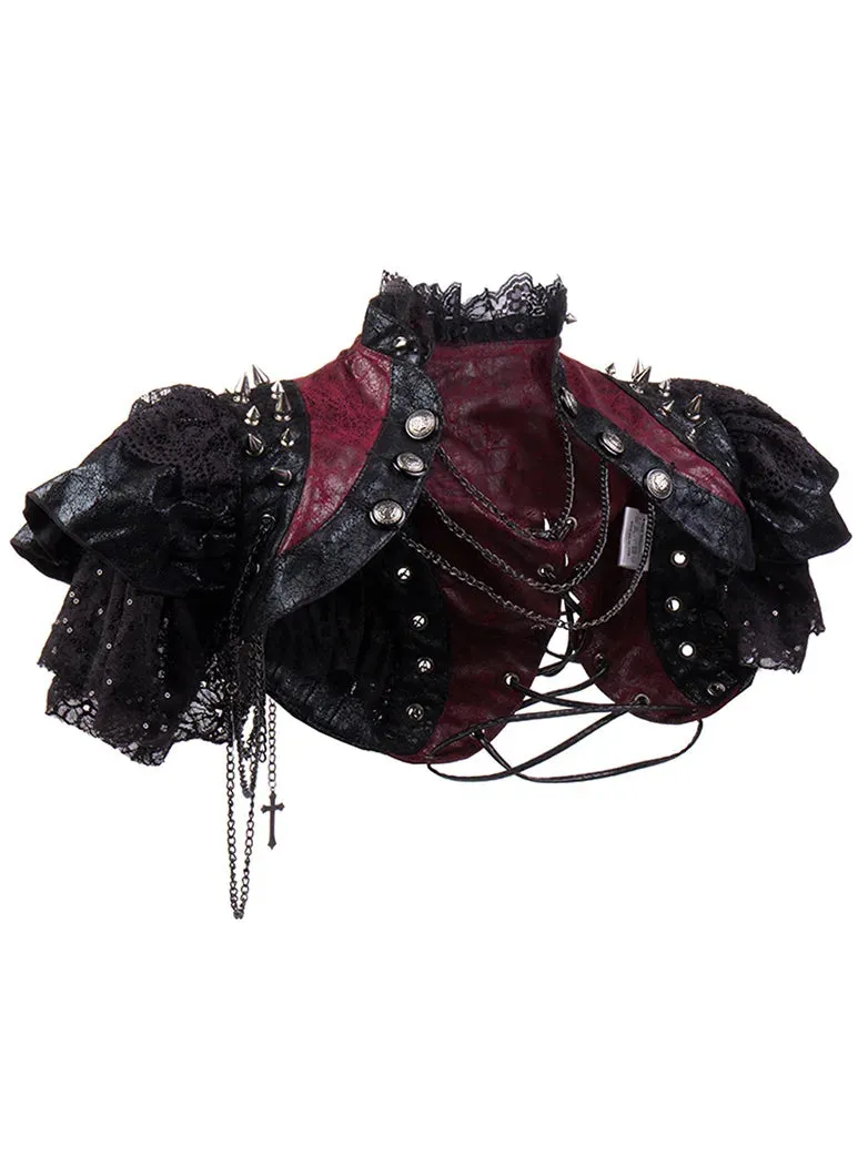 Dark Gothic Leather and Lace Studd Shrug