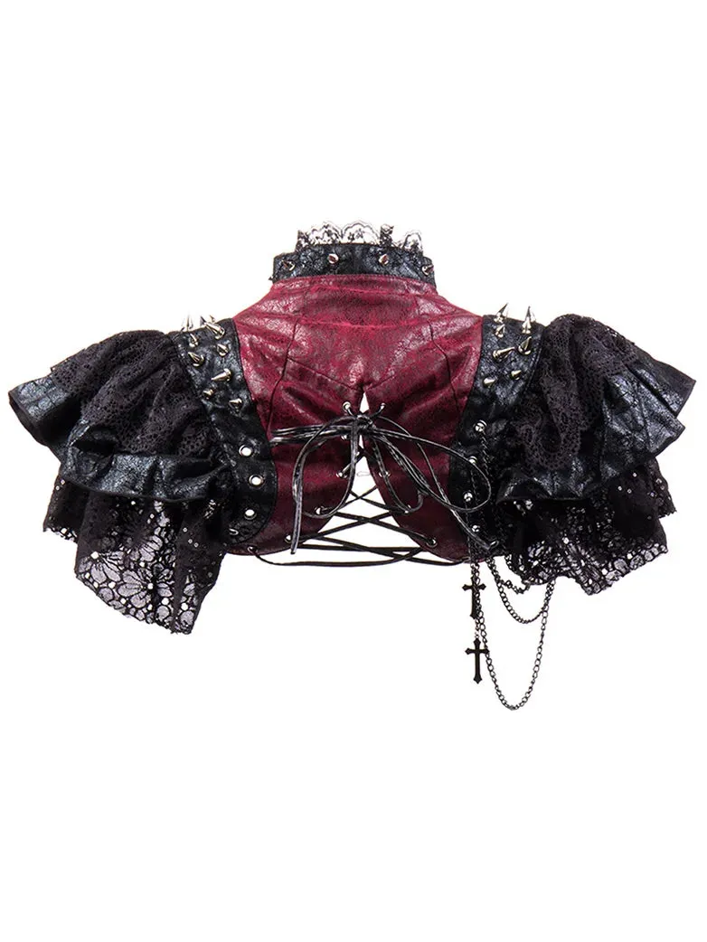 Dark Gothic Leather and Lace Studd Shrug