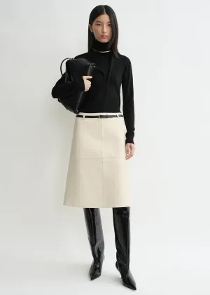 Double leather skirt off-white