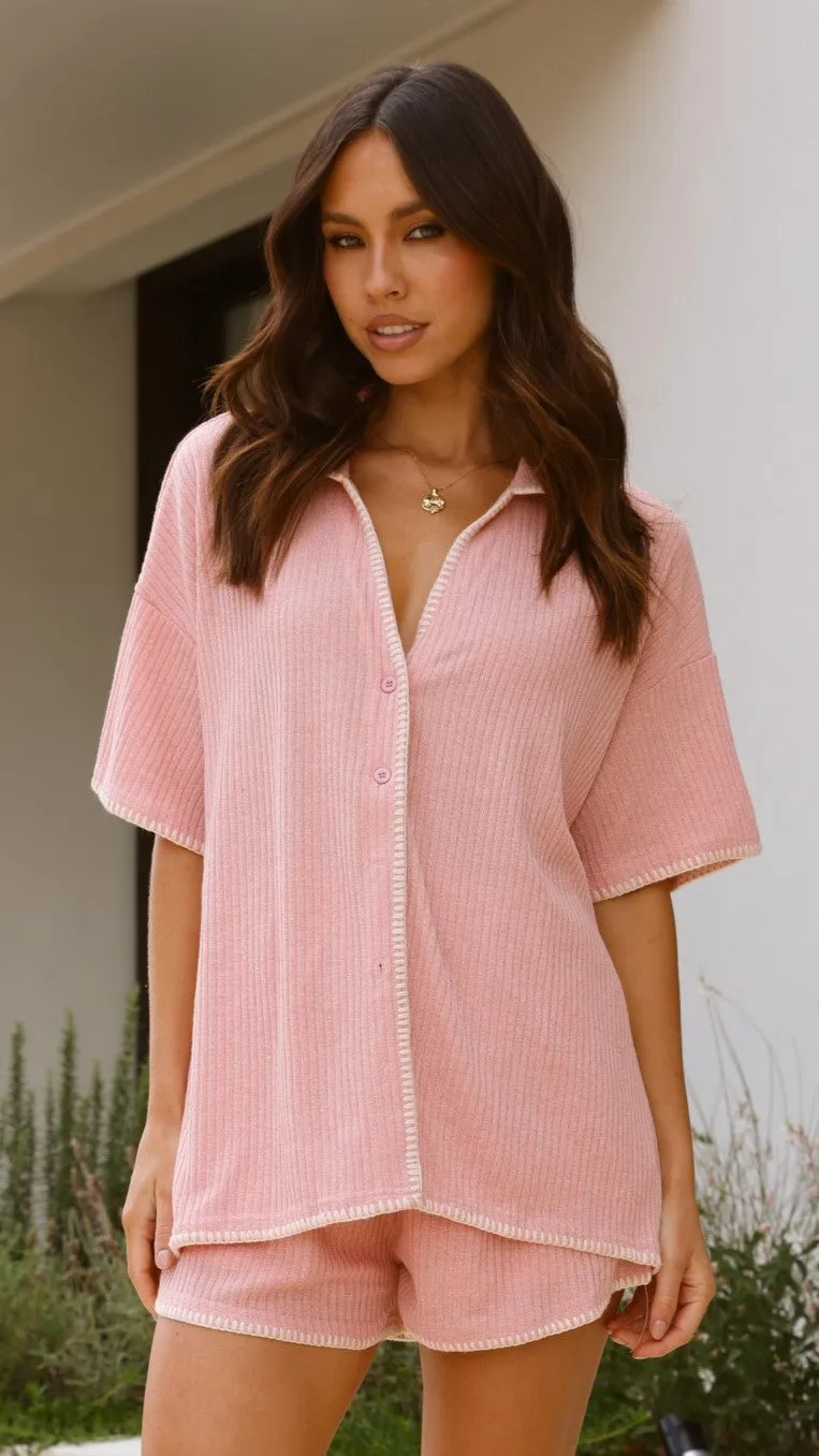 Eden Knit Top and Shorts Set - Pink