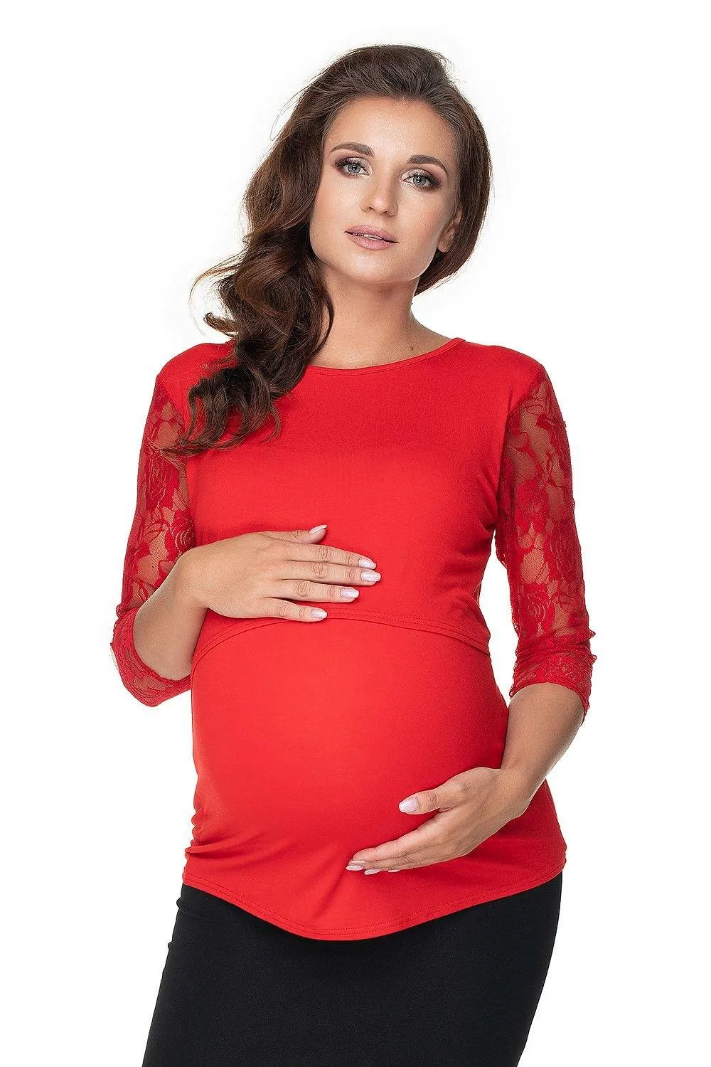 Elegant Lace Sleeve Nursing & Maternity Blouse