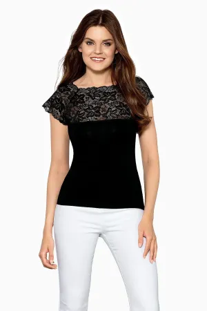 Elegant Lace-Trimmed Viscose Blouse with Size Variety