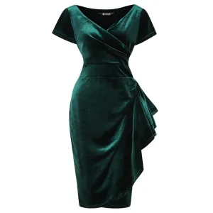 Elsie Dress - Emerald Velvet