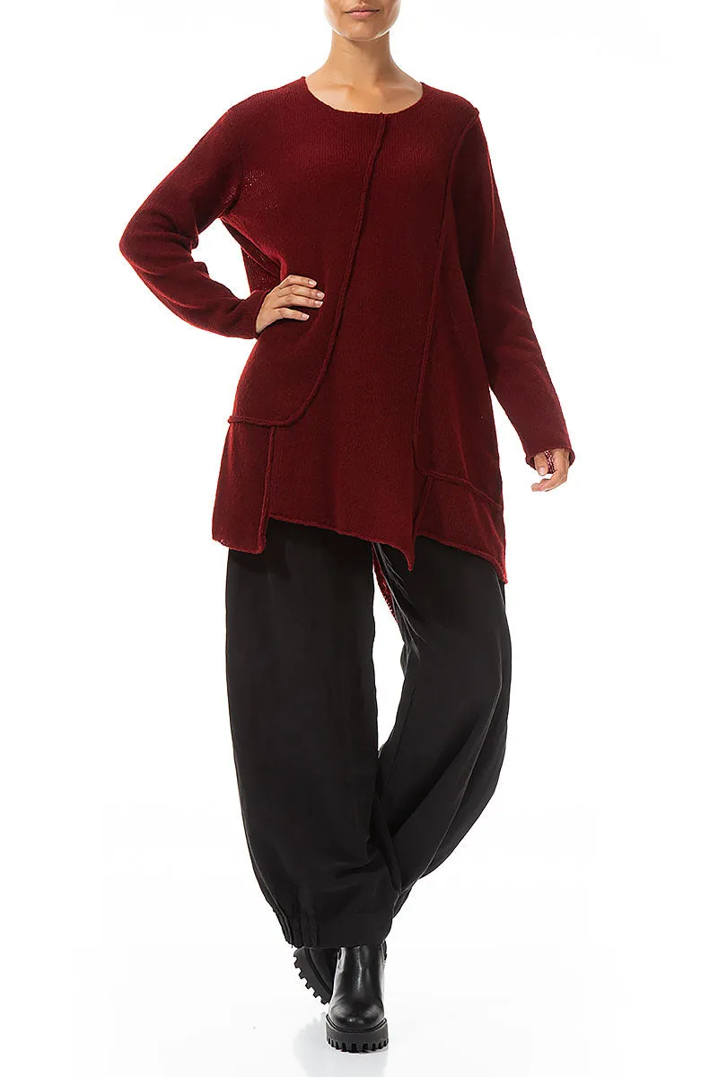 Exposed Seam Loose Maroon Wool Sweater