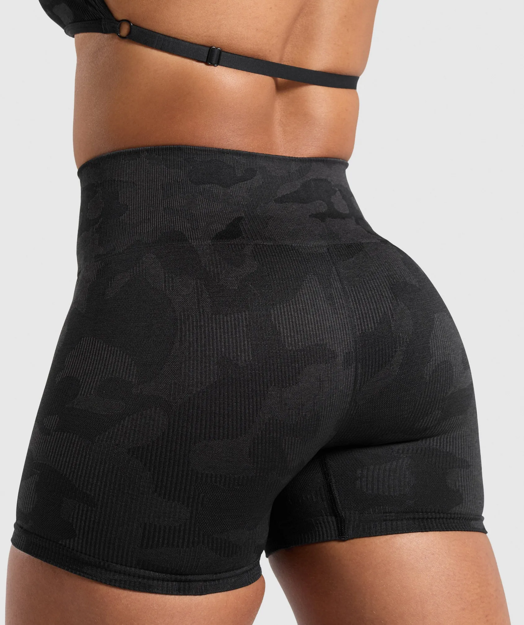 Gymshark Adapt Camo Seamless Shorts - Black/Asphalt Grey