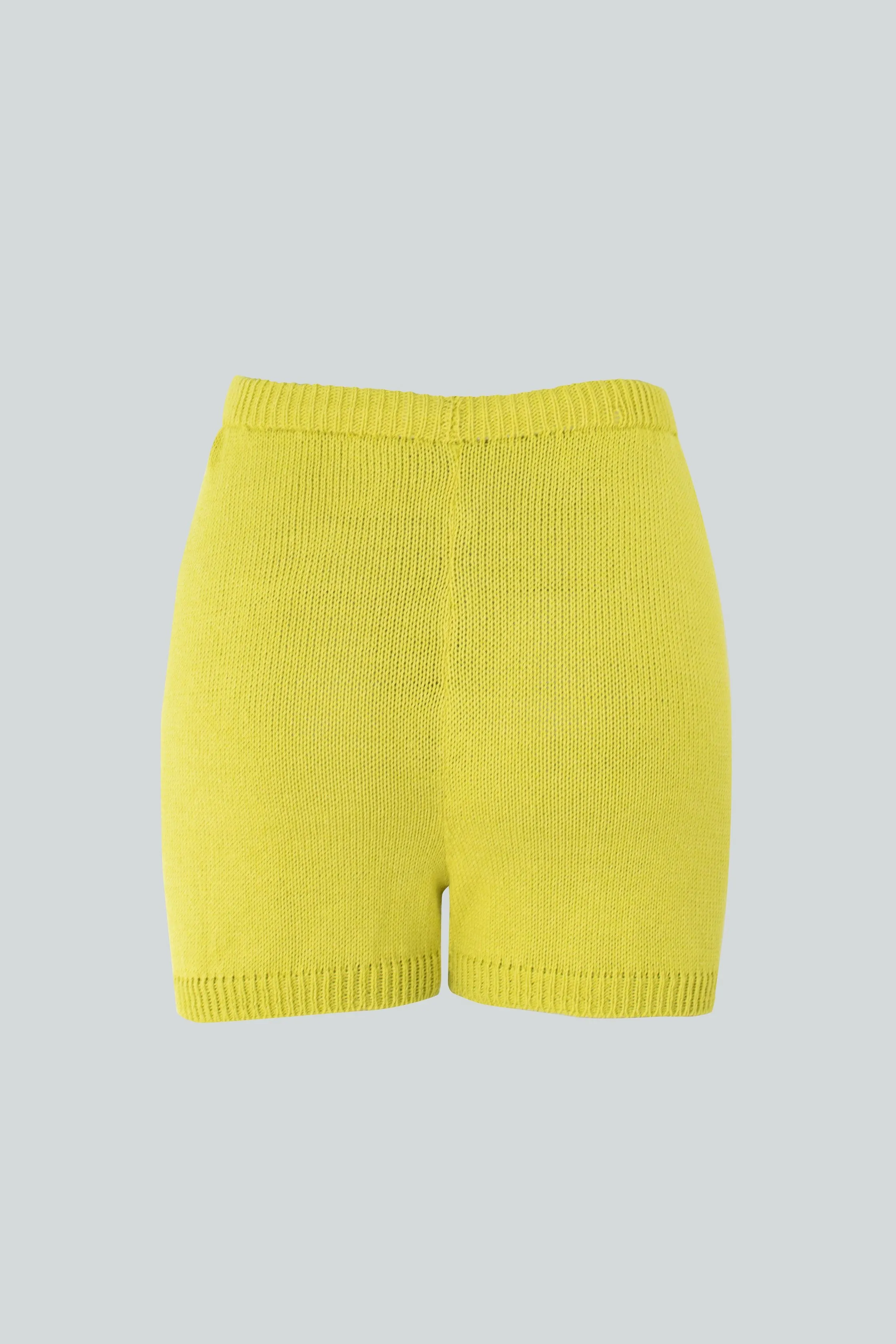 Leaf Knitted Shorts Yellow