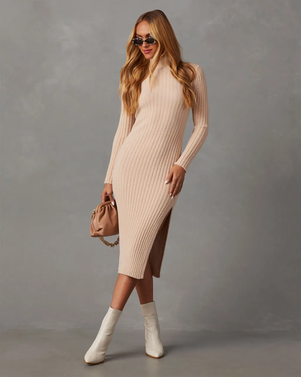 Lidia Ribbed Midi Sweater Dress