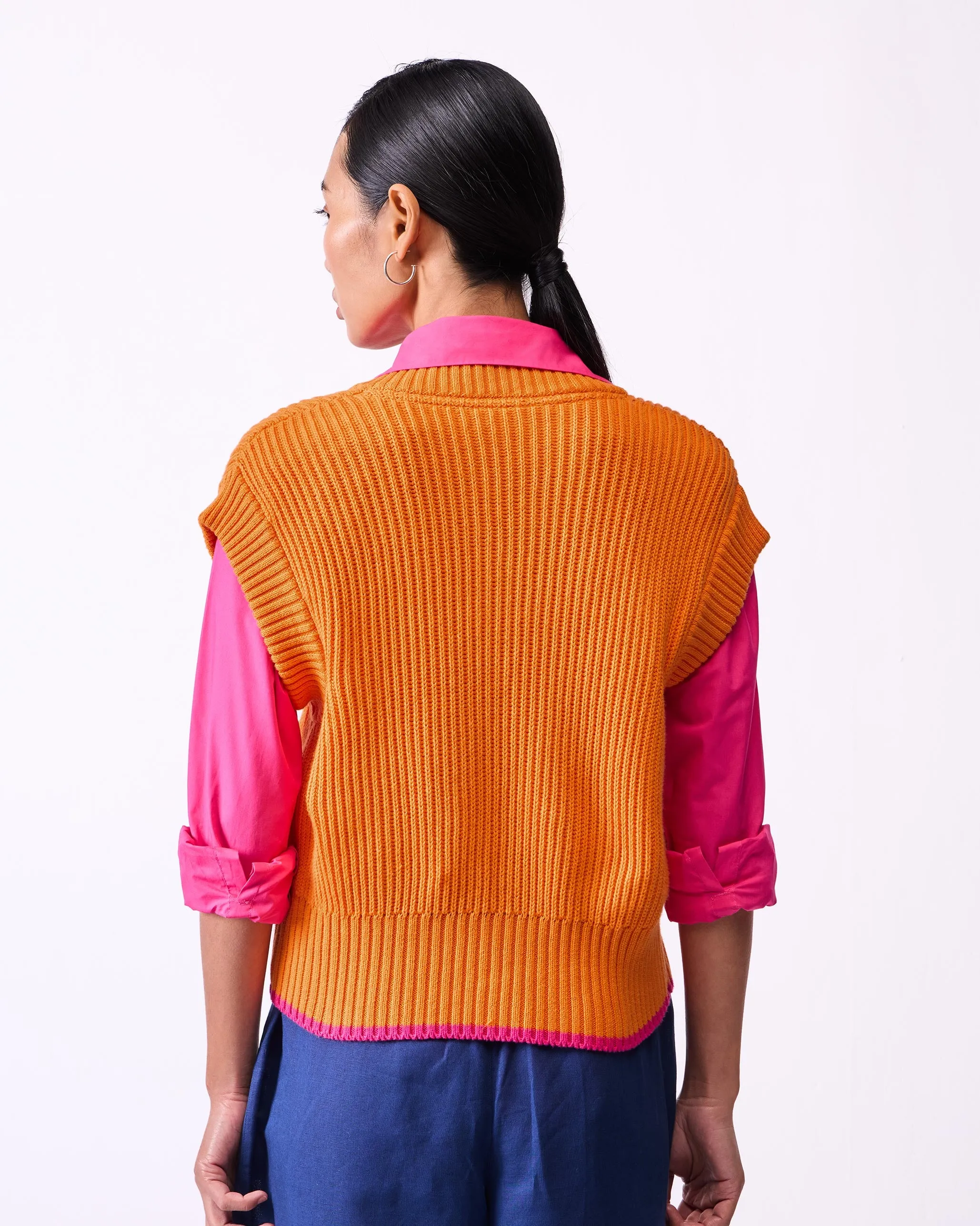 Lunar V-neck Sweater - Orange