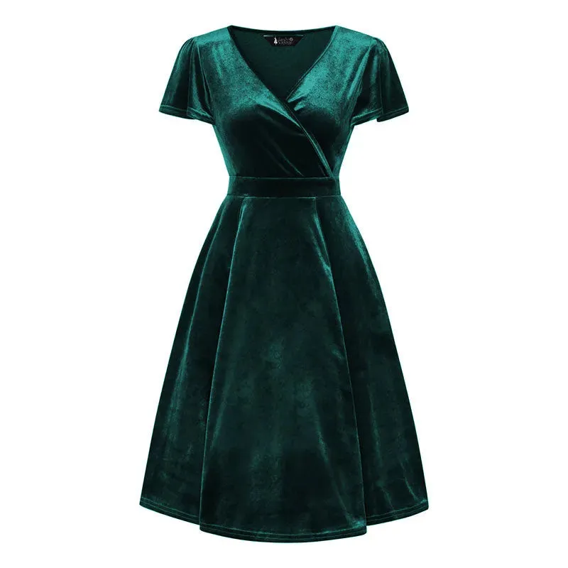 Lyra Dress - Emerald Velvet