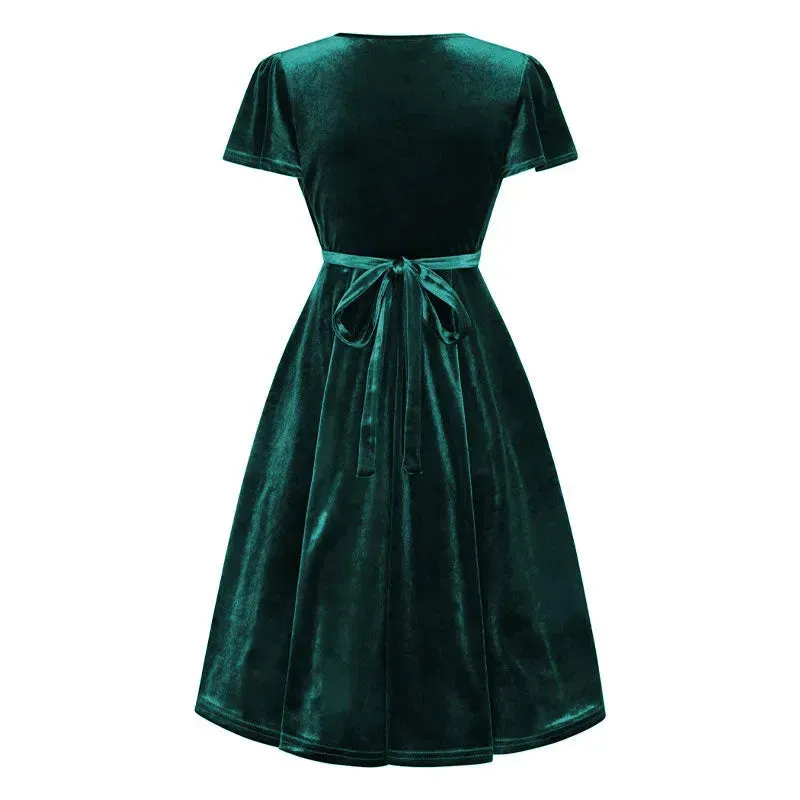 Lyra Dress - Emerald Velvet