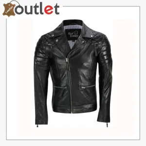 Men's Black Sheep Leather Vintage Style Biker Jacket