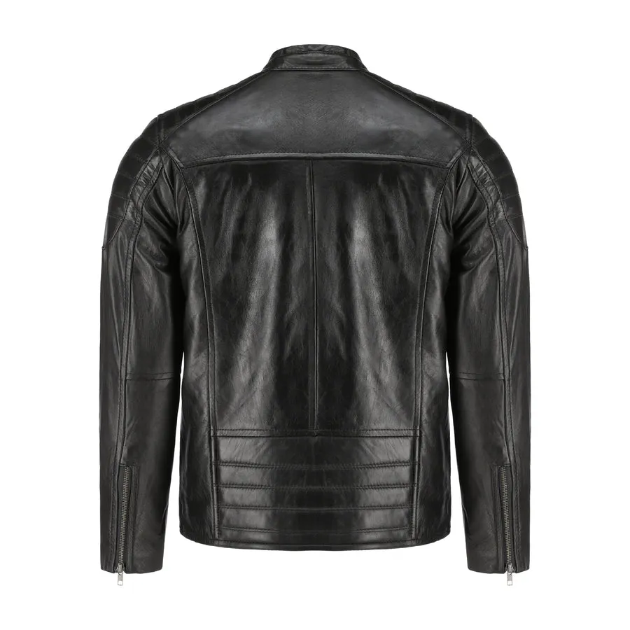 Mens Lambskin Biker Style Leather Jacket