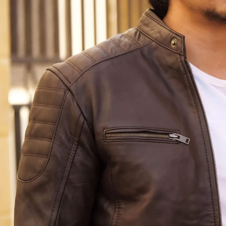 Mens Lambskin Biker Style Leather Jacket