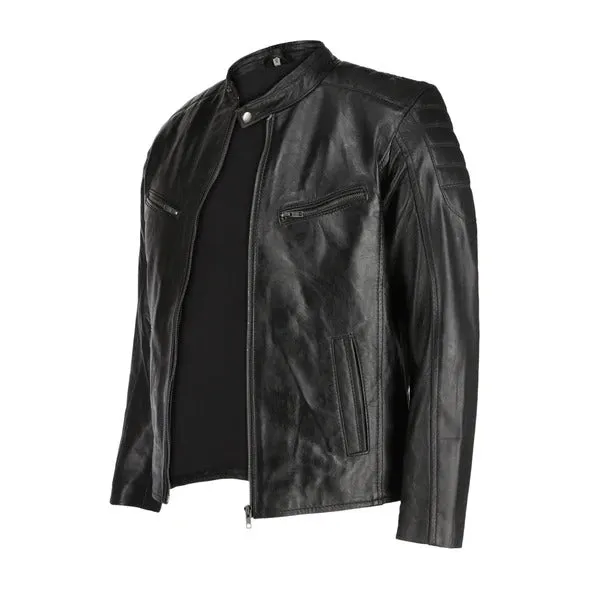 Mens Lambskin Biker Style Leather Jacket