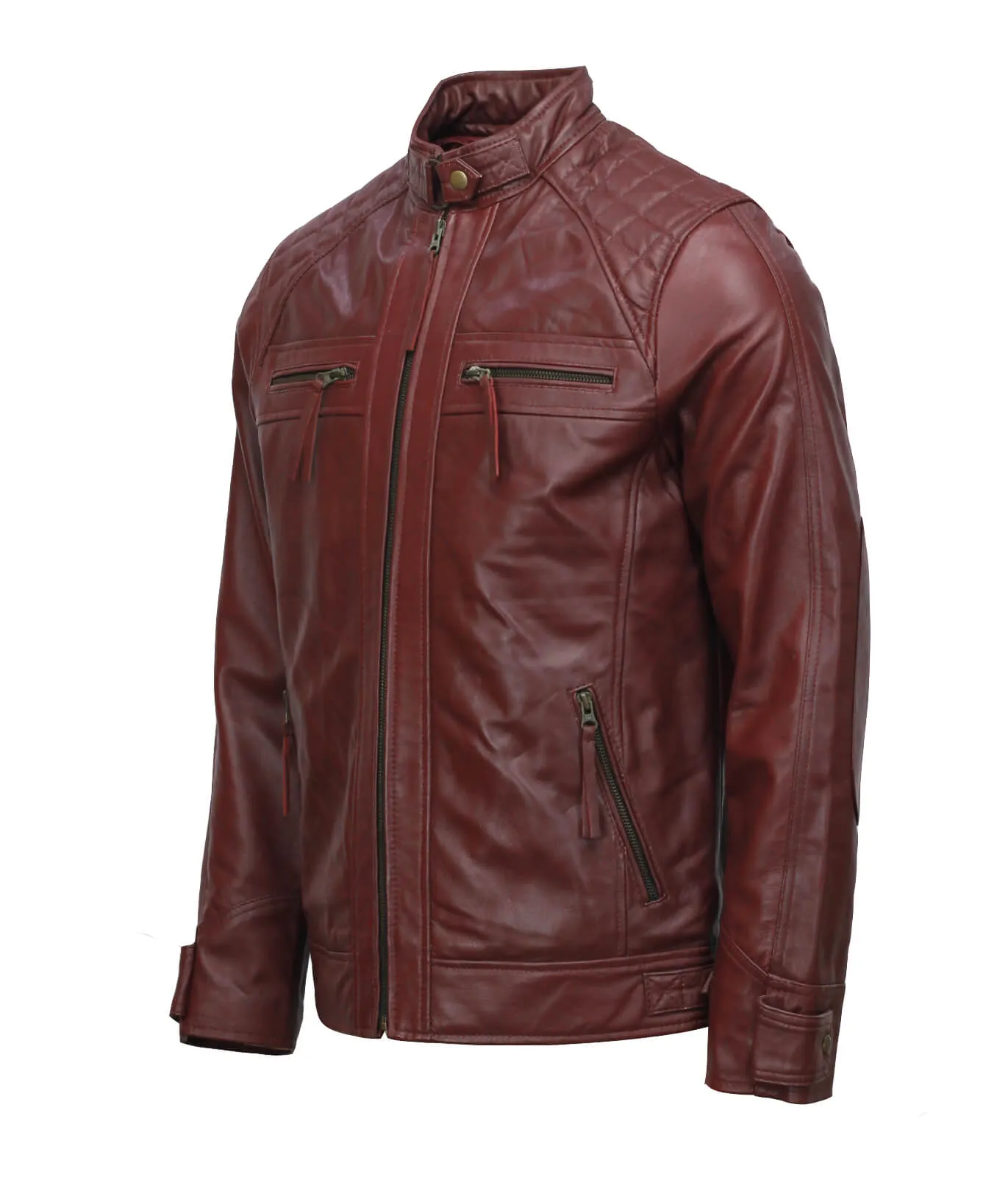 Men’s Maroon Moto Biker Leather Jacket