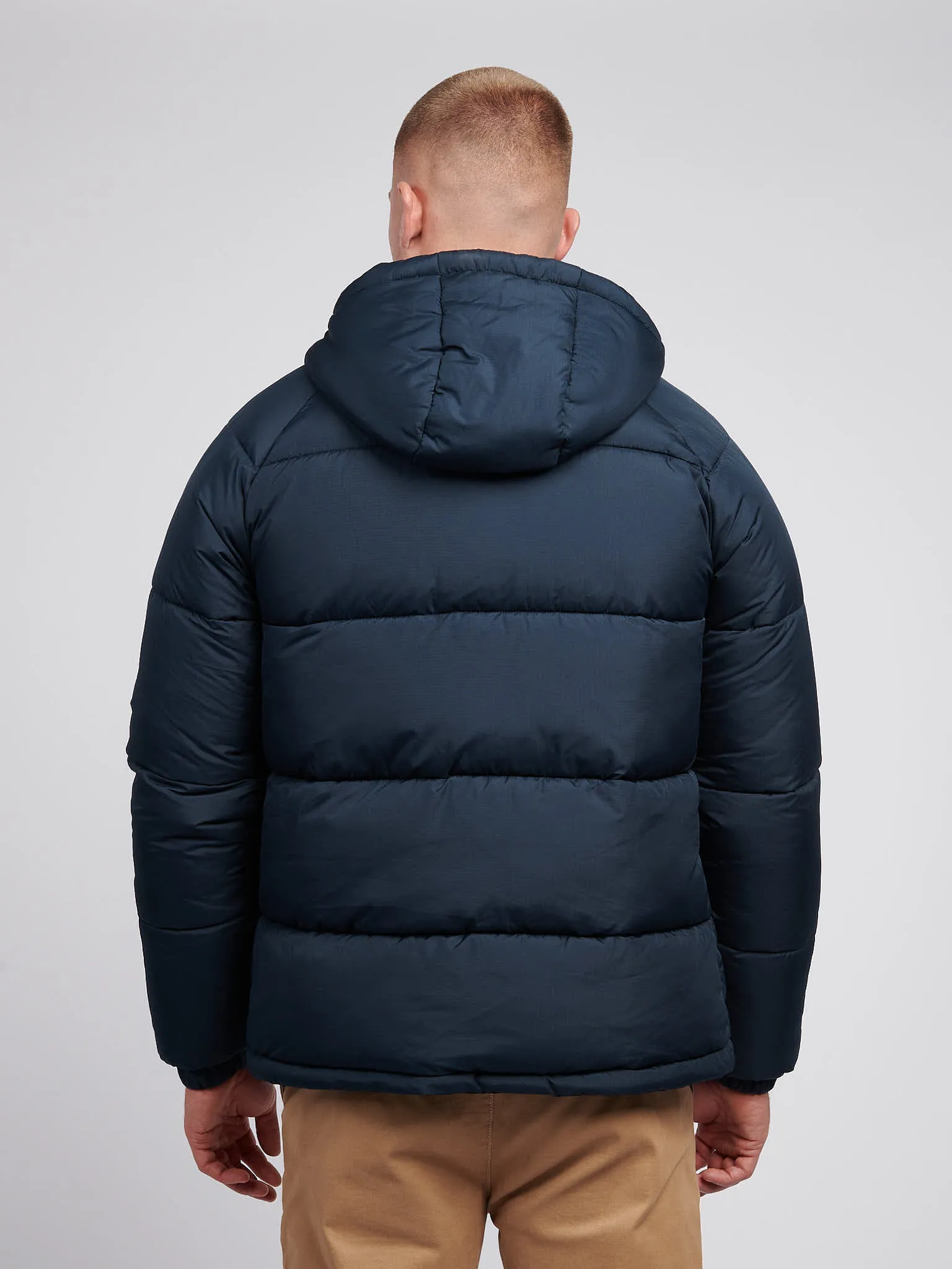 Mens Ripstop Hooded Puffer Jacket in Dark Sapphire Navy