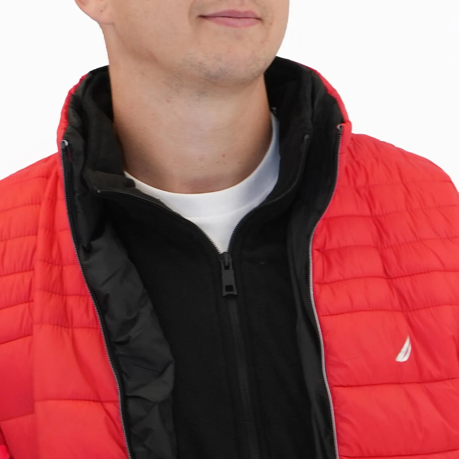 Nautica Performance Double Zip Puffer Jacket Red