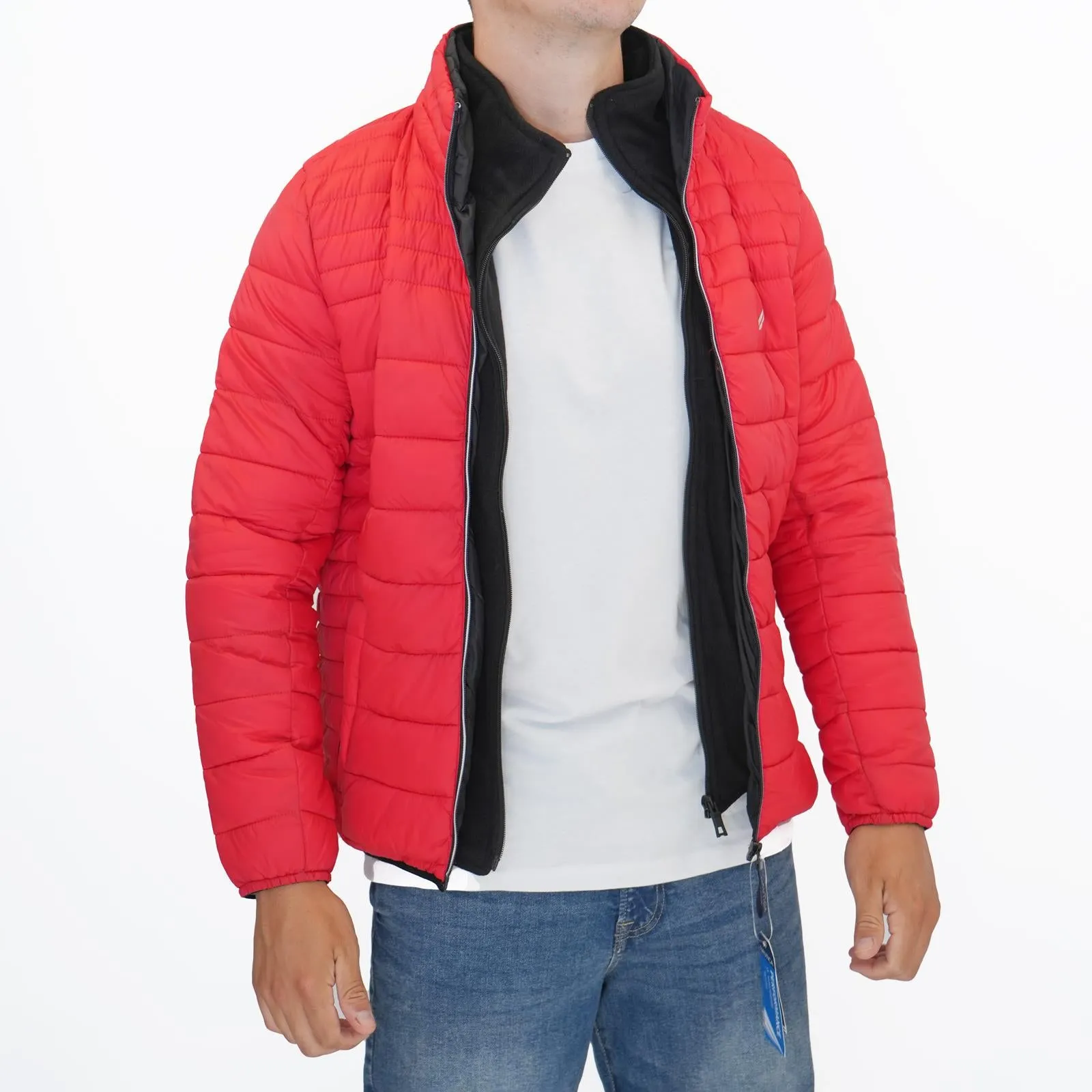 Nautica Performance Double Zip Puffer Jacket Red