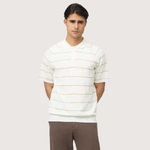 Regular Fit Raglan Polo Shirt In Striped Knit Fabric