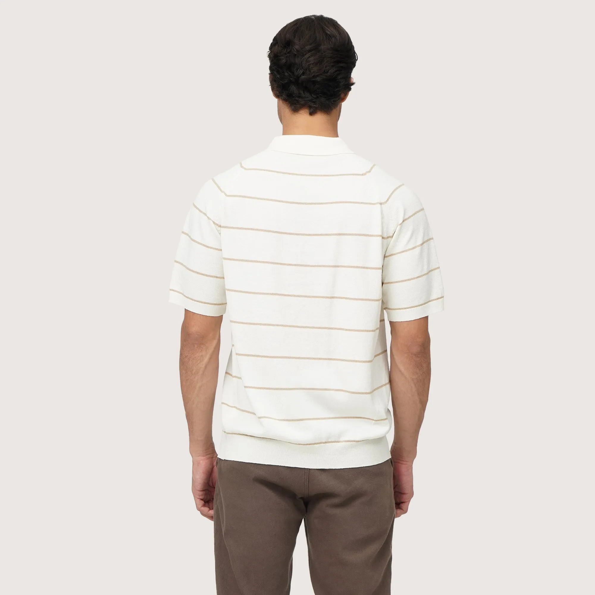 Regular Fit Raglan Polo Shirt In Striped Knit Fabric