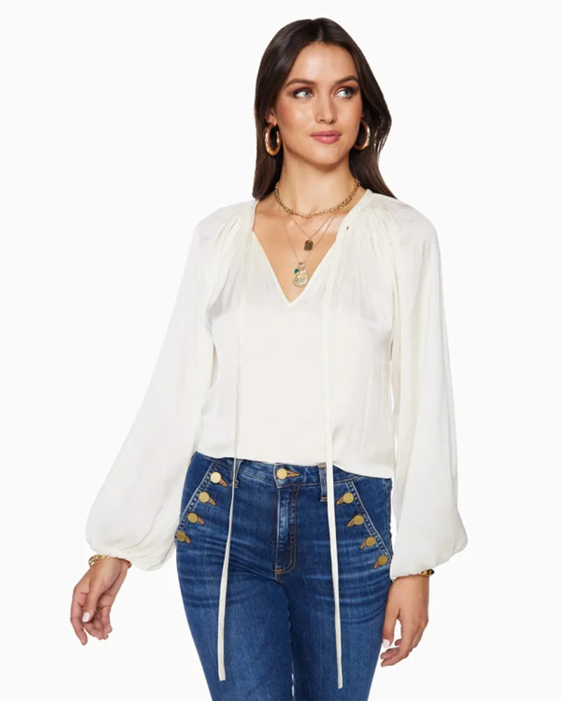 Shiny Paris Long Sleeve Blouse - Cream