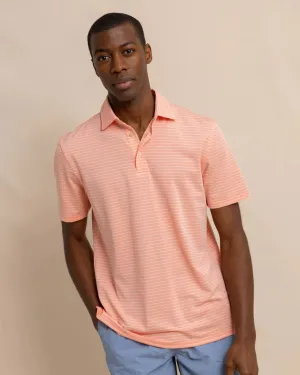 SHORT SLEEVE DRIVER BAYWOODS STRIPE POLO - APRICOT BLUSH CORAL