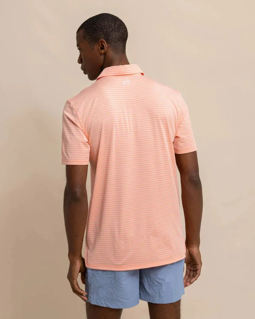 SHORT SLEEVE DRIVER BAYWOODS STRIPE POLO - APRICOT BLUSH CORAL