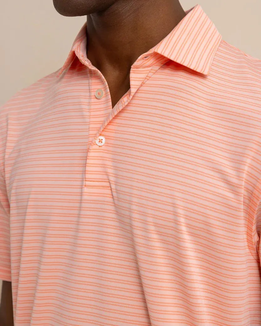 SHORT SLEEVE DRIVER BAYWOODS STRIPE POLO - APRICOT BLUSH CORAL