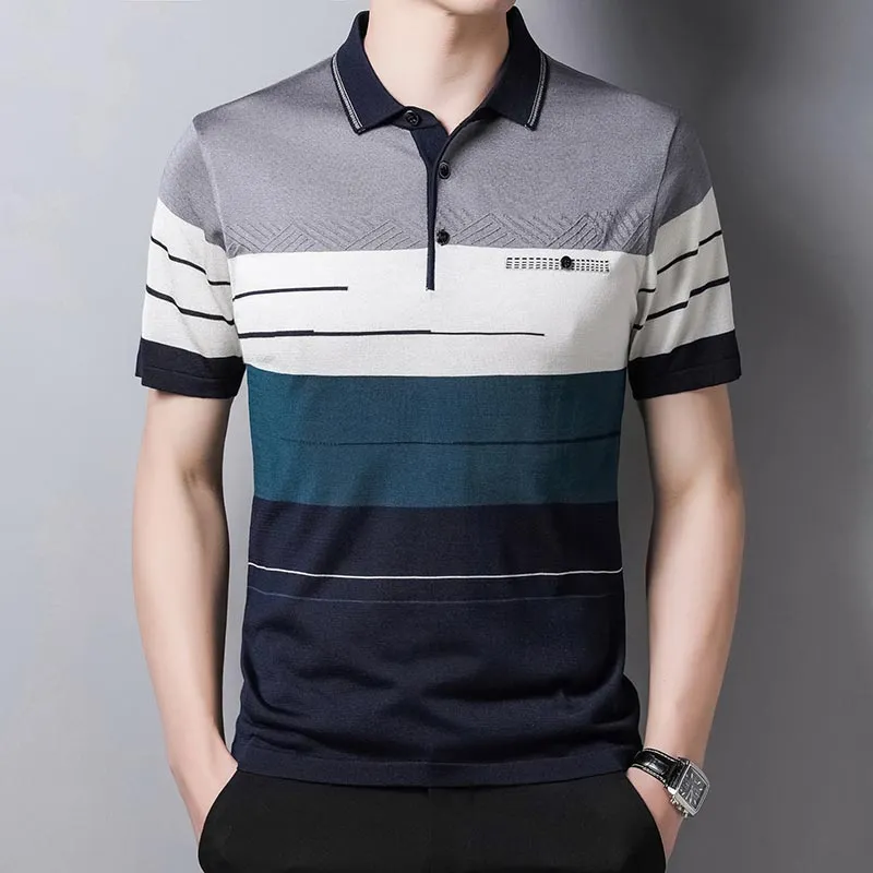 Short Sleeve Polo Tee Shirt | Men Casual Summer Striped Men's Clothing Polos Shirts Mens Fashion Slim Fit Poloshirt