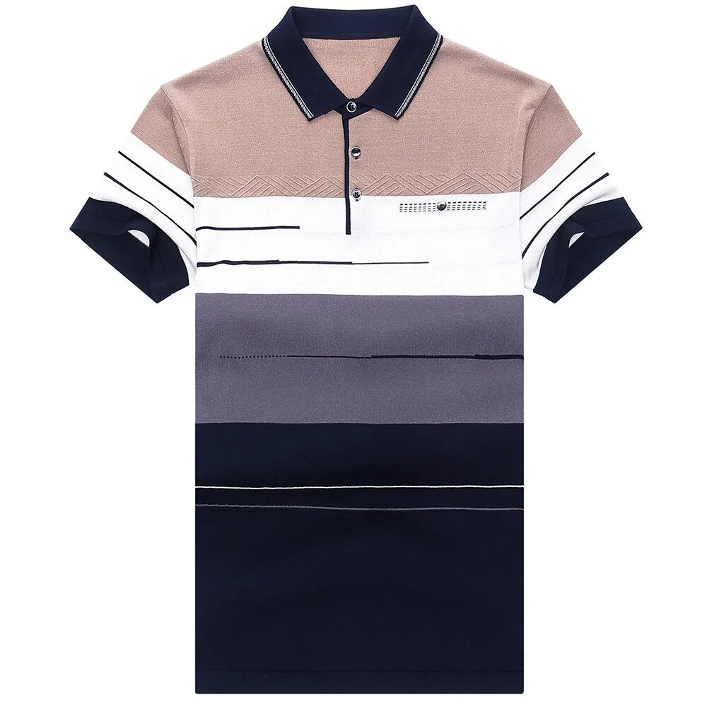 Short Sleeve Polo Tee Shirt | Men Casual Summer Striped Men's Clothing Polos Shirts Mens Fashion Slim Fit Poloshirt