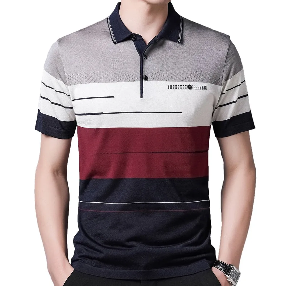 Short Sleeve Polo Tee Shirt | Men Casual Summer Striped Men's Clothing Polos Shirts Mens Fashion Slim Fit Poloshirt