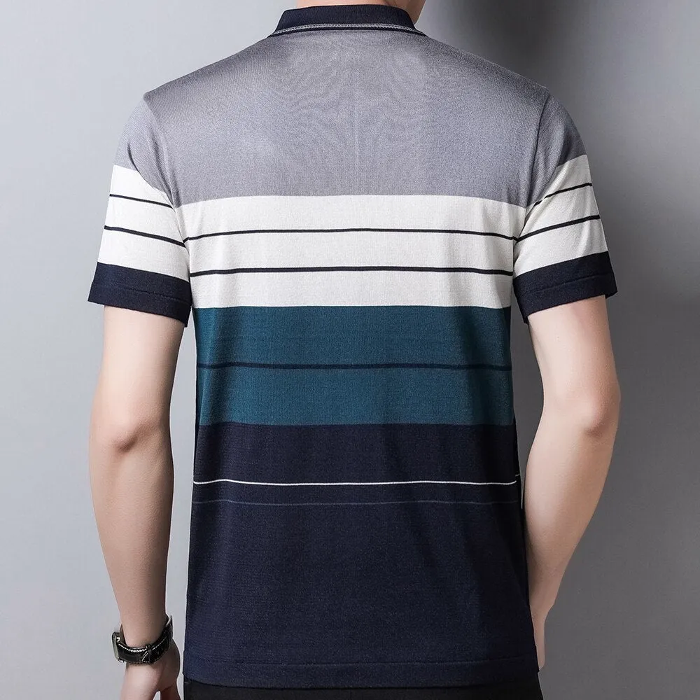 Short Sleeve Polo Tee Shirt | Men Casual Summer Striped Men's Clothing Polos Shirts Mens Fashion Slim Fit Poloshirt