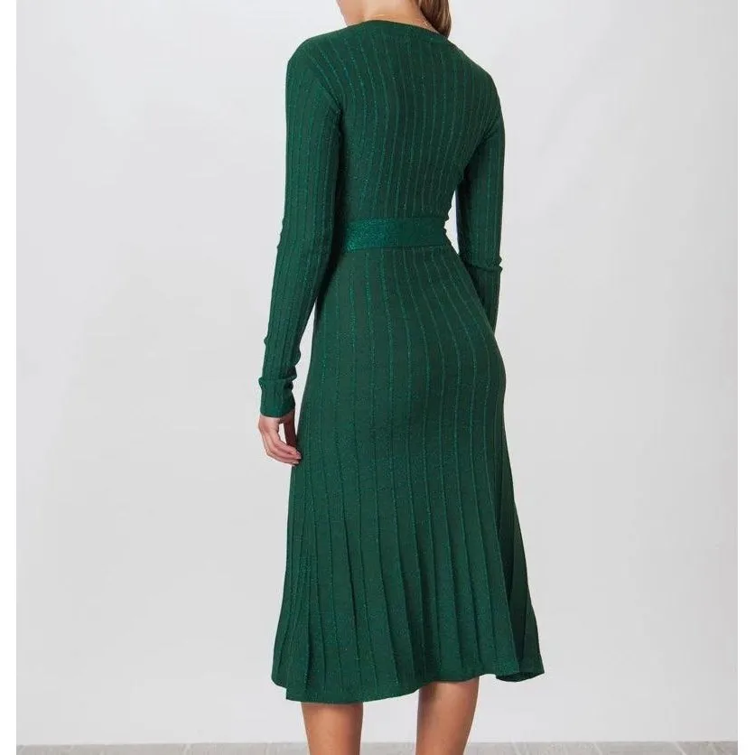 Stole the Show Shimmer Ribbed Midi Dress