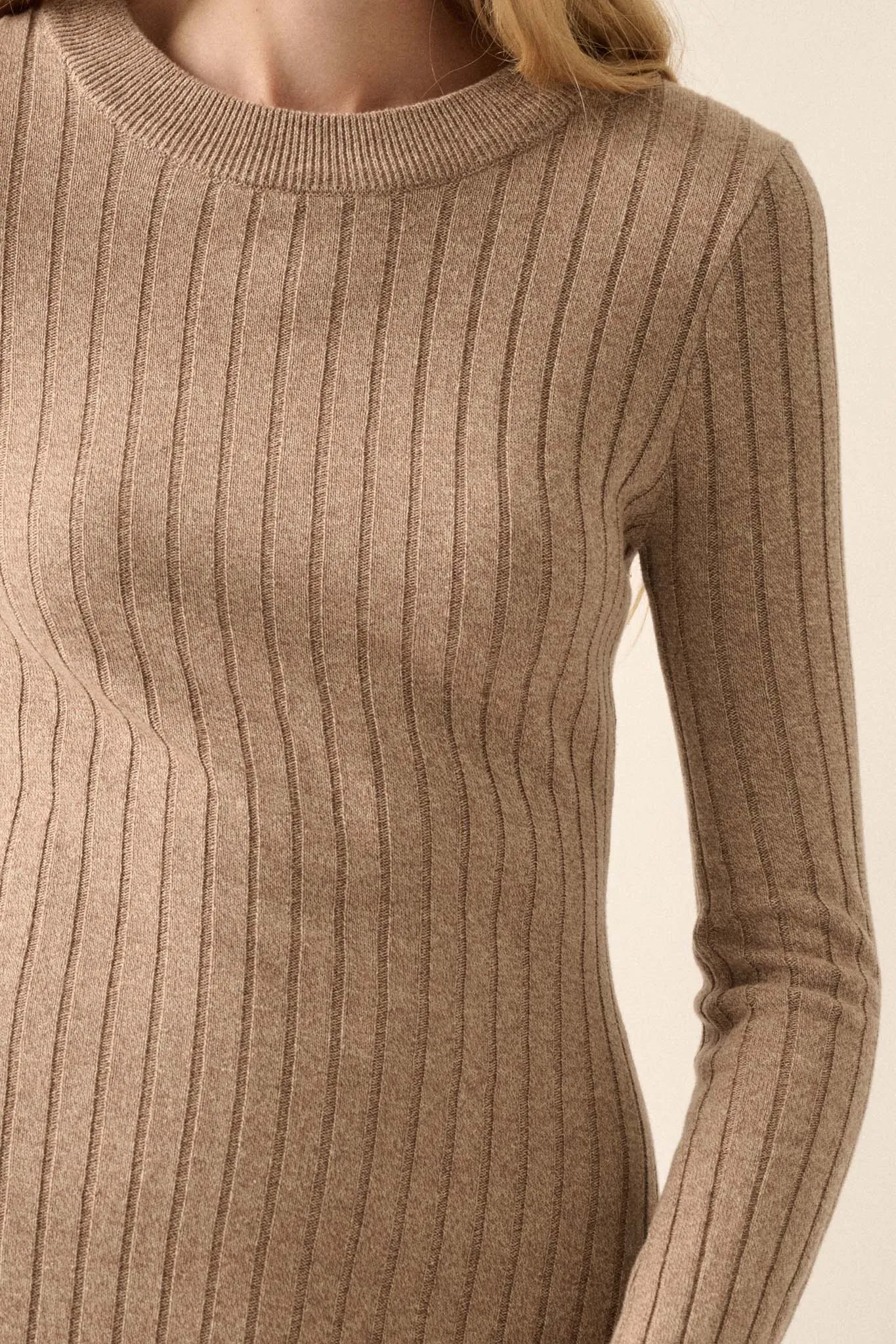 Subtle Ways Ribbed Knit Midi Sweater Dress