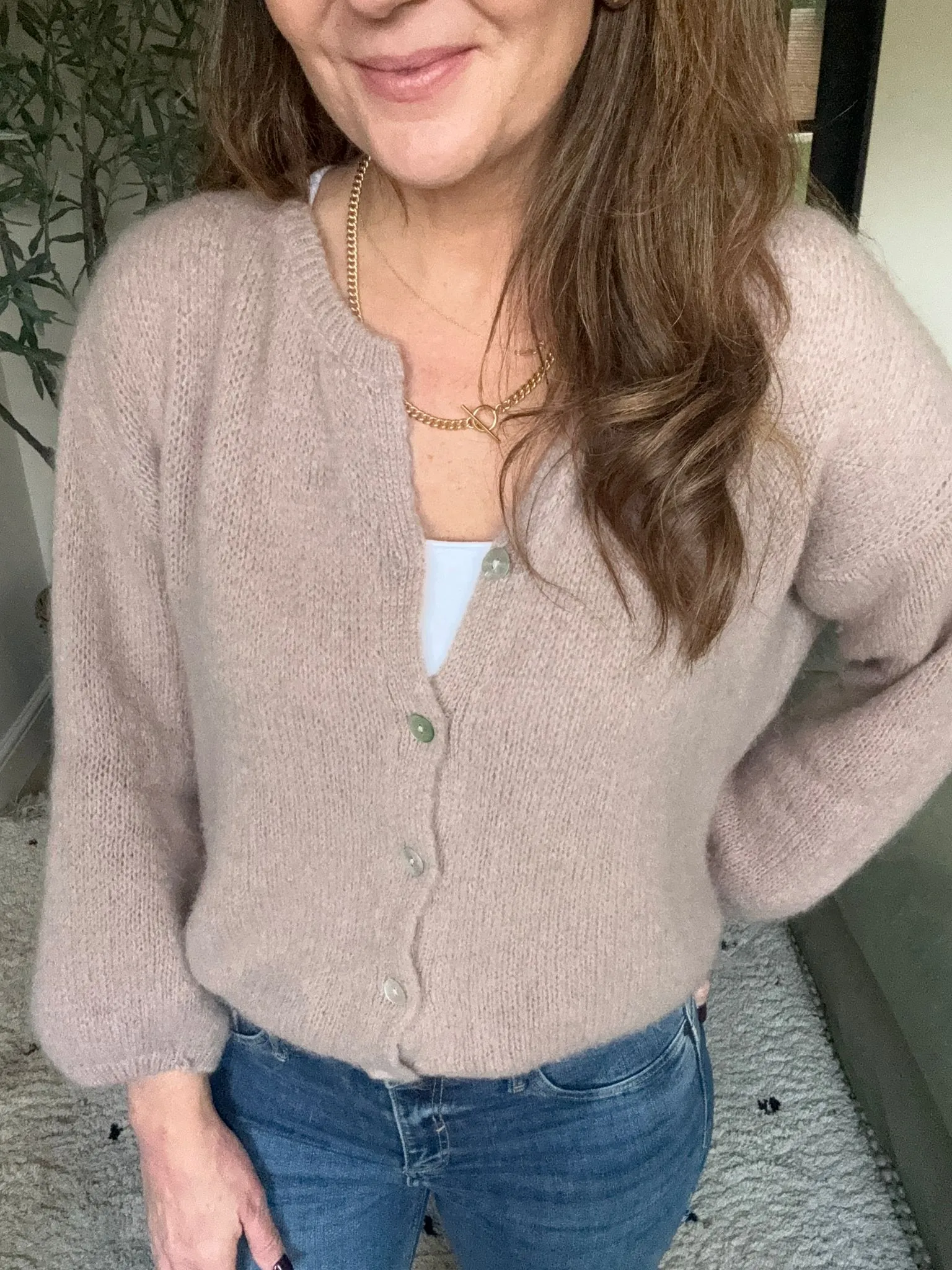 Taupe Wool Blend cardigan