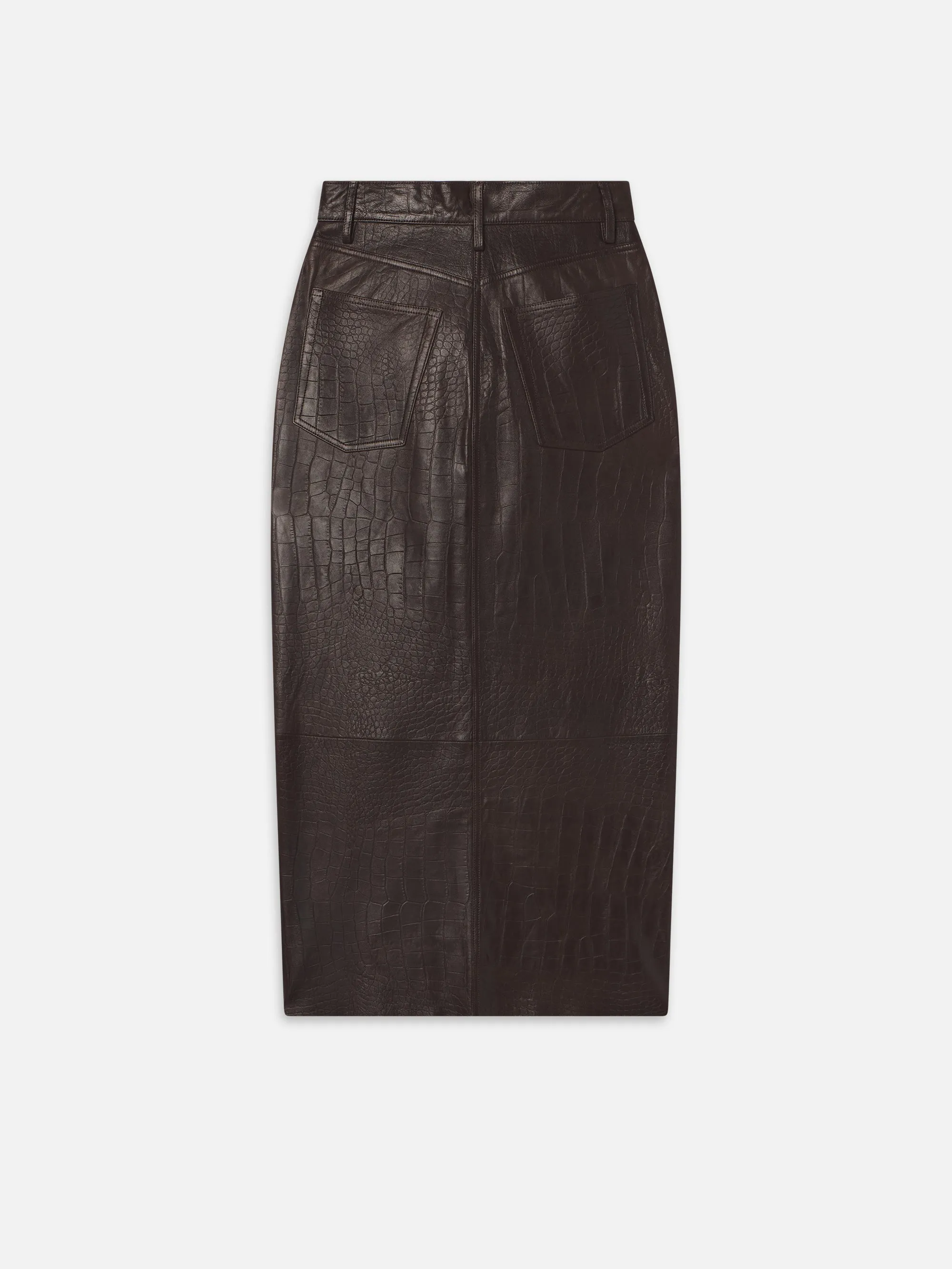 The Midaxi Leather Skirt -- Espresso Croc