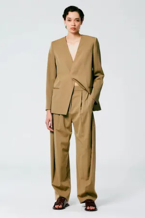 Tibi Wool Tricotine Simon Trouser - Dark Tan