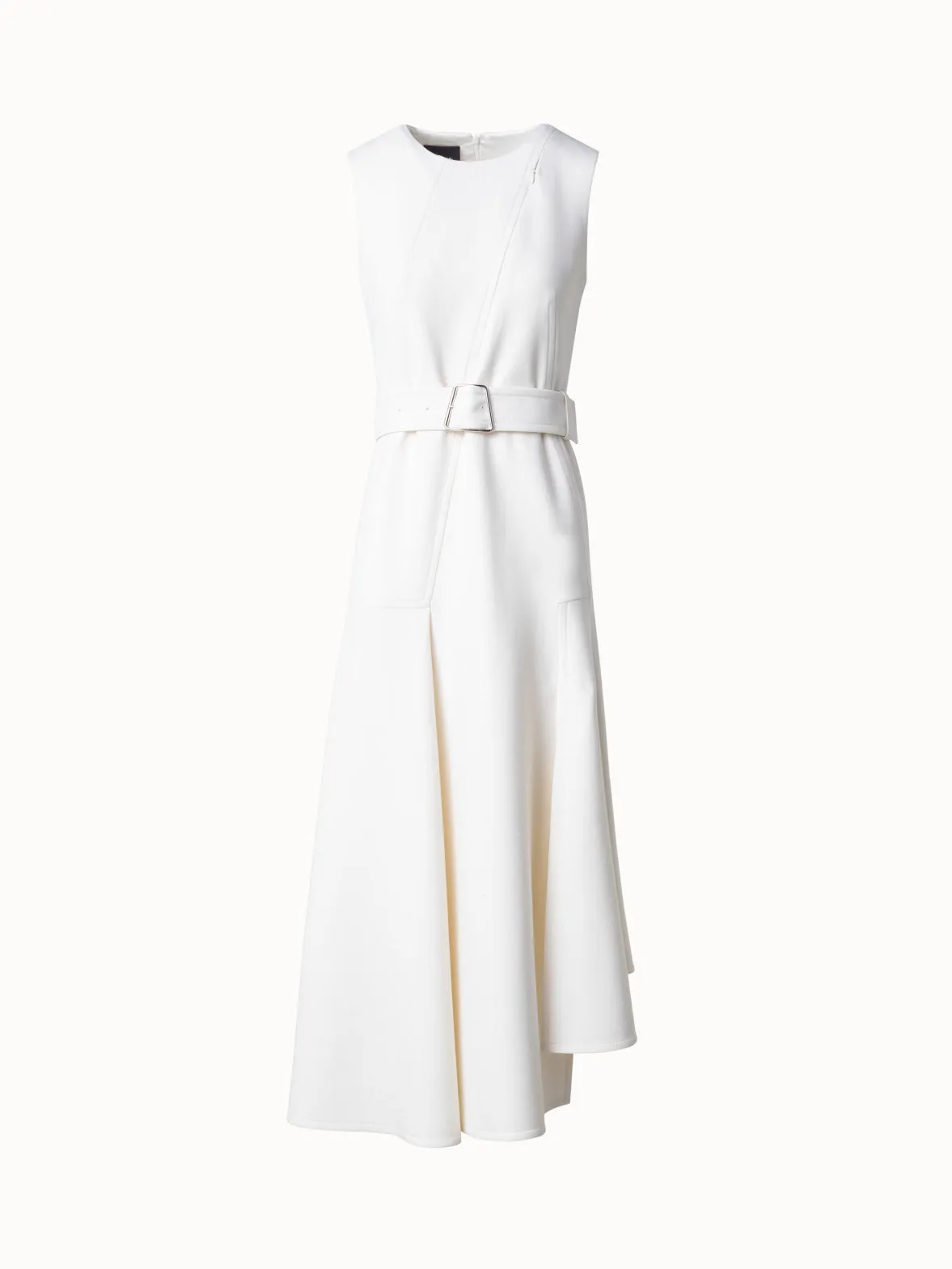 Trench Dress - A-Line Midi Dress in Cotton Double-Face with Zip-Cut-Out