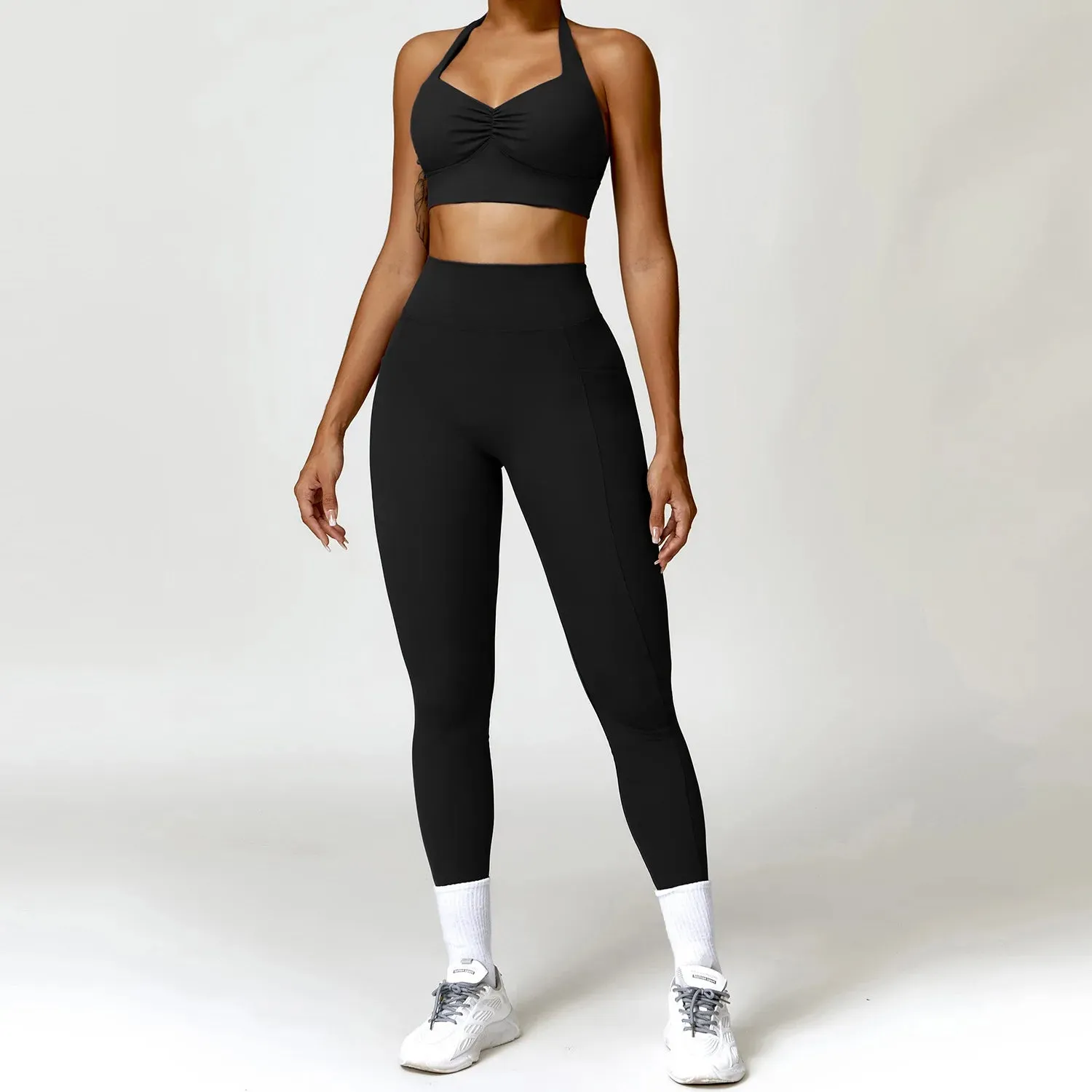 Trend4us High-Waisted Performance Leggings and Sports Bra Set