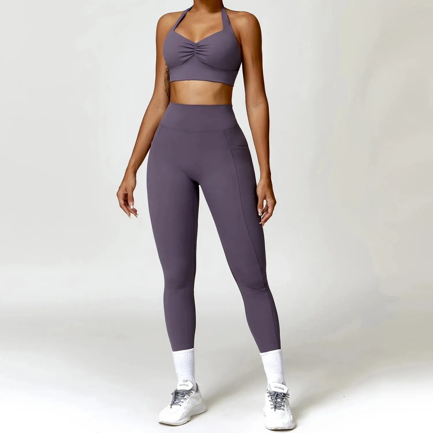 Trend4us High-Waisted Performance Leggings and Sports Bra Set