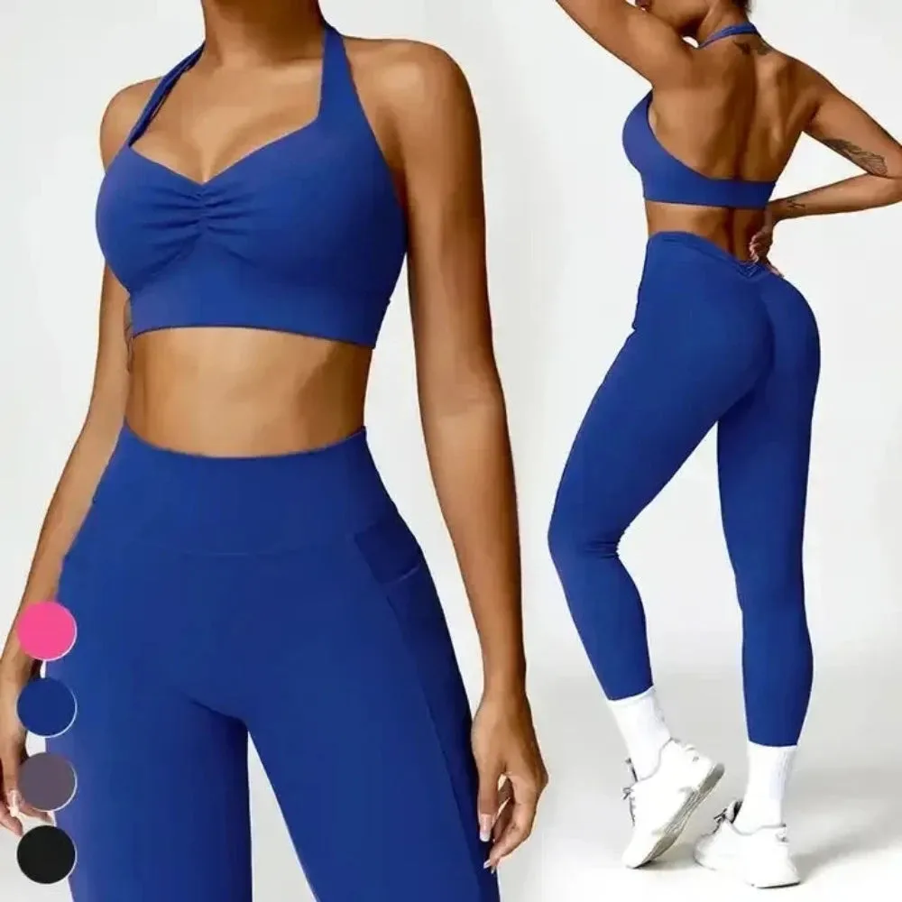 Trend4us High-Waisted Performance Leggings and Sports Bra Set