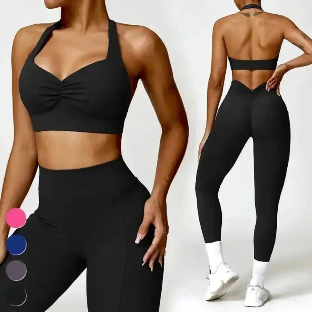 Trend4us High-Waisted Performance Leggings and Sports Bra Set